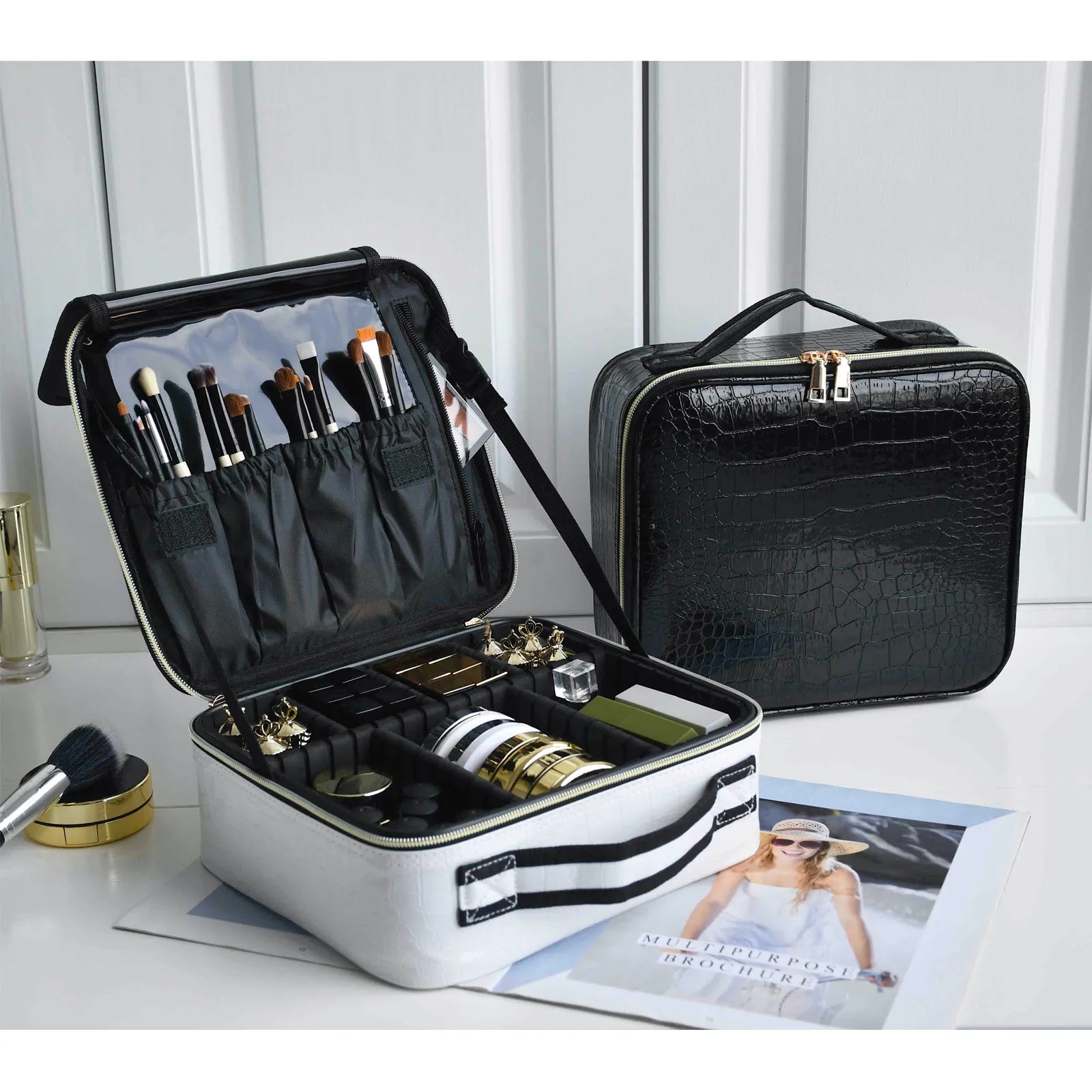 Portable PU Leather Cosmetic Bag